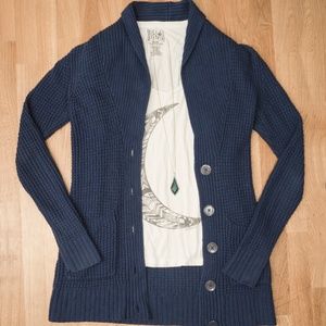 Kirra Dark Blue Knit Cardigan Sweater